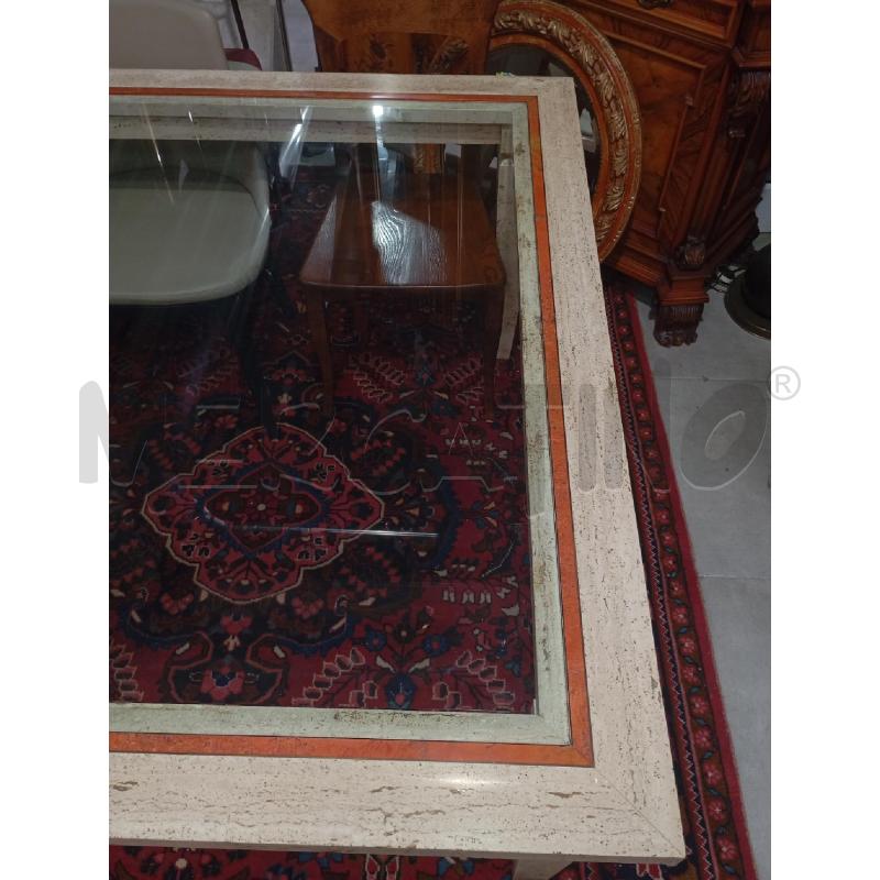 TAVOLO  TRAVERTINO P\VETRO  | Mercatino dell'Usato Roma viale tirreno 3